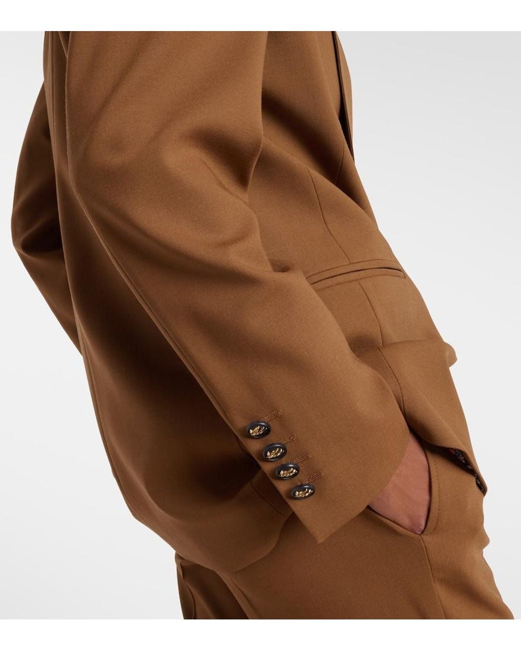 Etro Brown Double-Breasted Wool-Blend Blazer