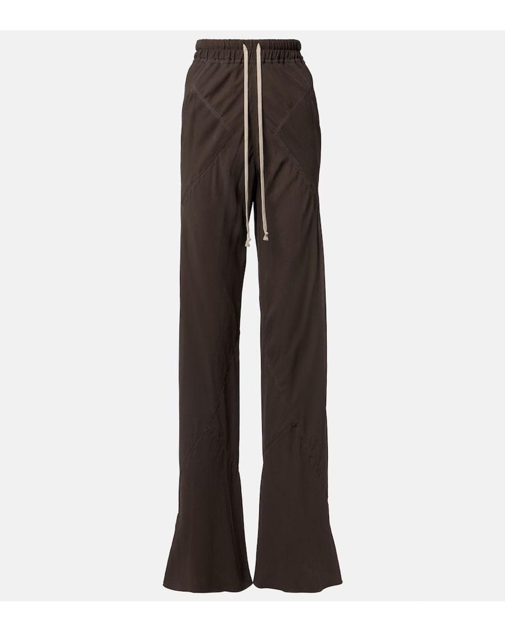Rick Owens Brown Silk Charmeuse Wide-Leg Pants