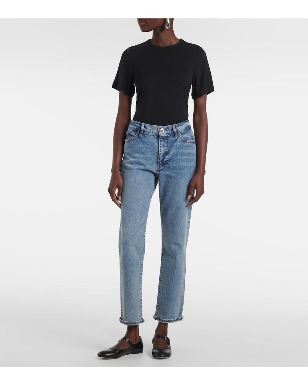 FRAME Blue The Borrowed Straight Jeans