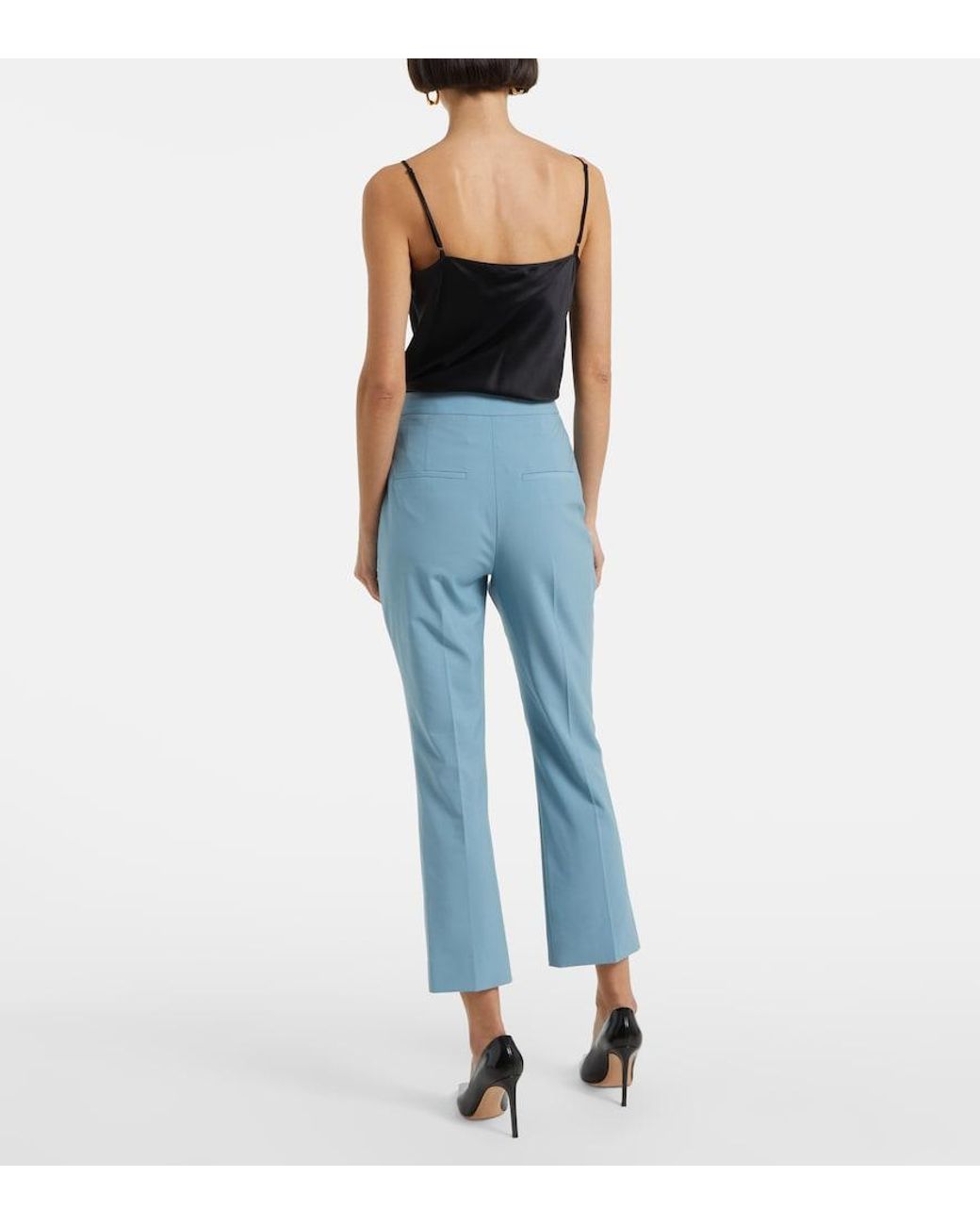 Veronica Beard Blue Arte Cropped Wool-Blend Slim Pants