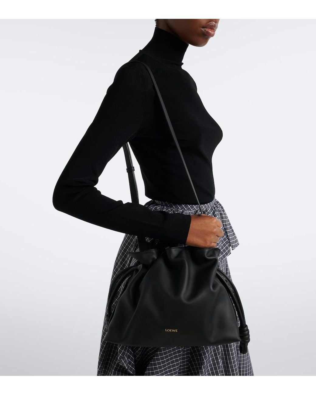 Loewe Black Flamenco Medium Leather Clutch