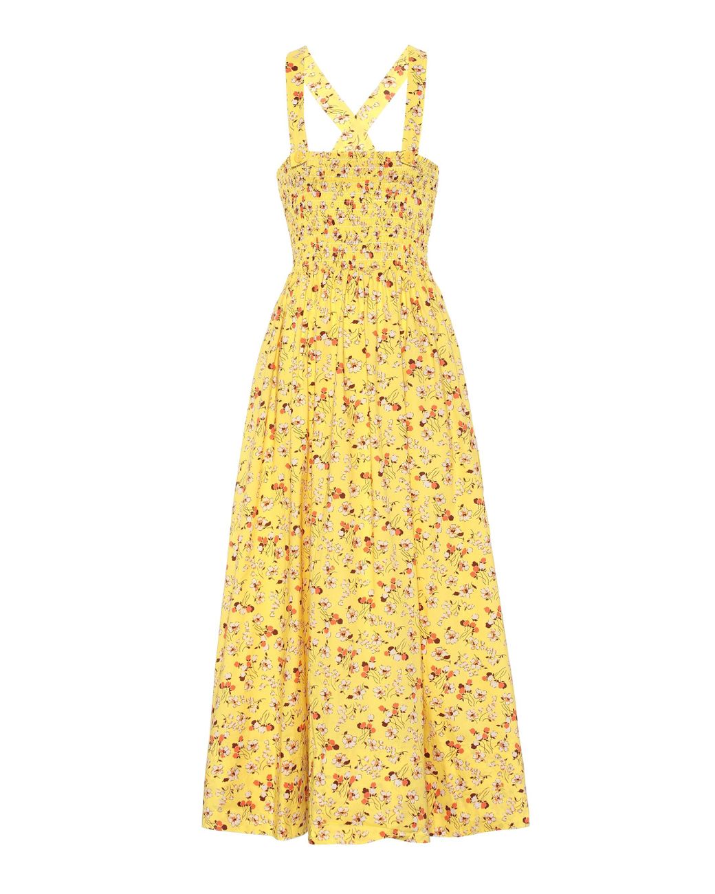 Polo Ralph Lauren Floral Cotton Midi Dress in Yellow Floral (Yellow ...
