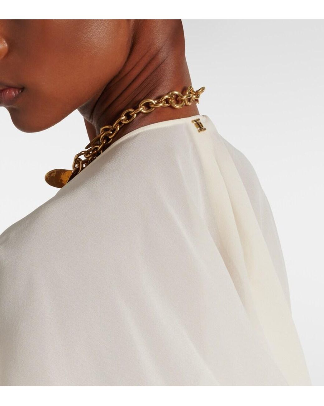 Chloé White Silk Chiffon Midi Dress