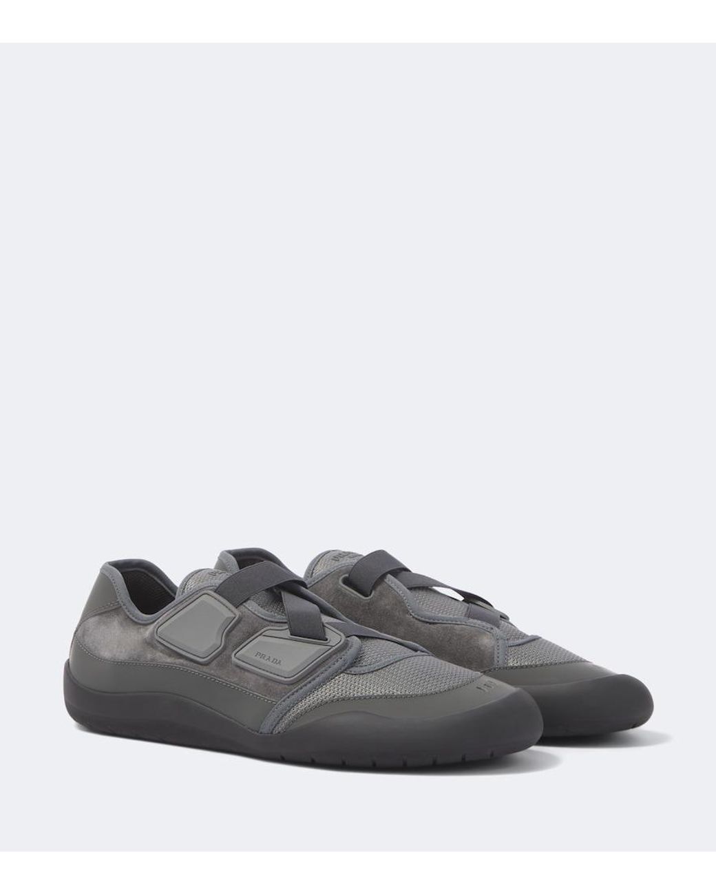 Prada Gray Speedrock Suede-Trimmed Sneakers for men
