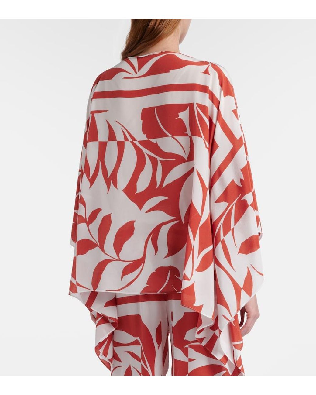 Max Mara Red Tambuto Printed Silk Blouse