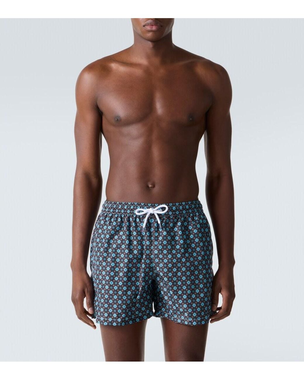 Fedeli Blue Madeira Printed Swim Trunks for men