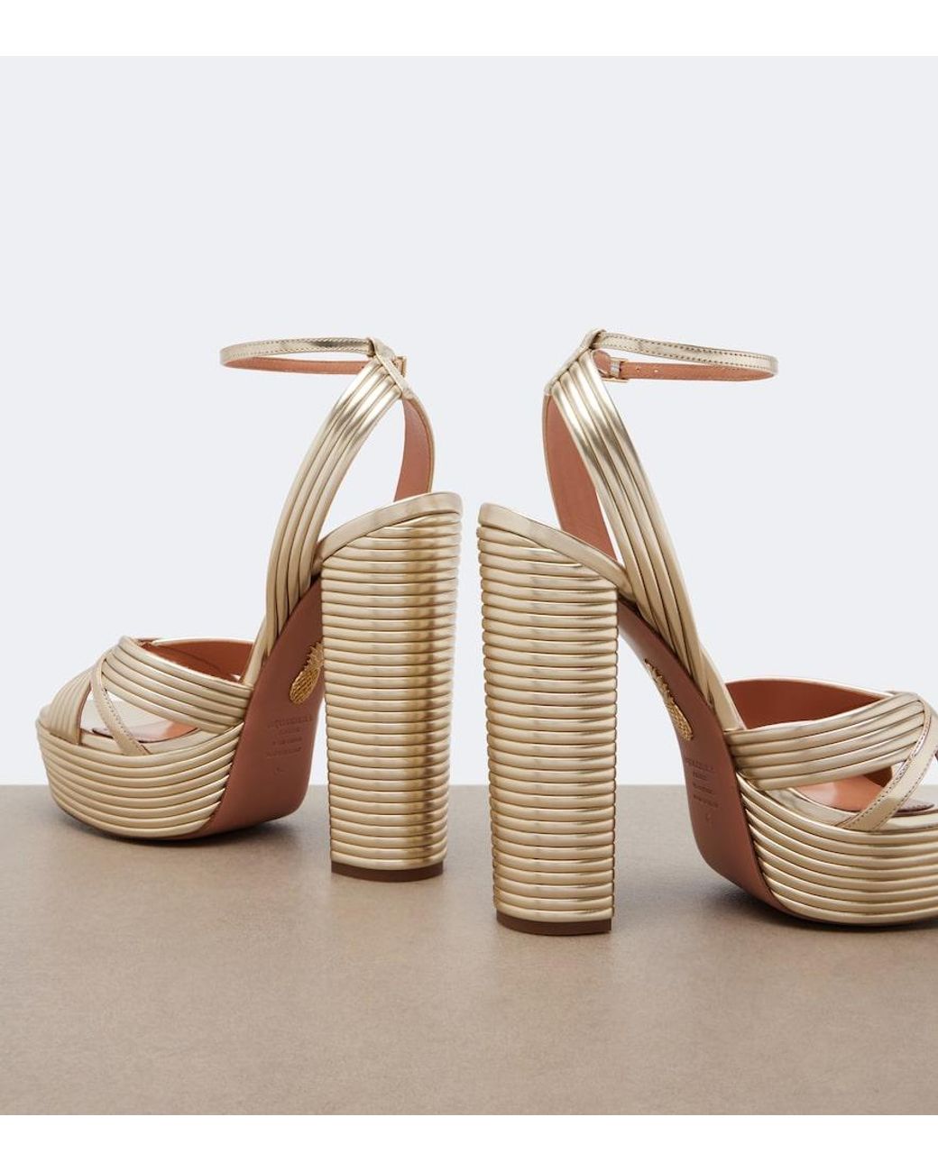 Aquazzura Metallic Sundance Leather Platform Sandals