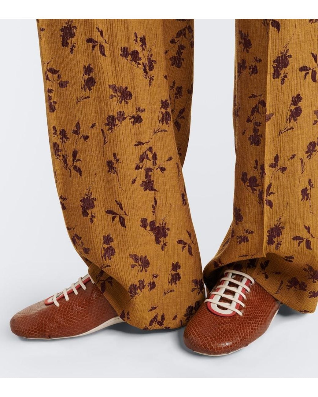 Dries Van Noten Brown Snake-Effect Leather Sneakers