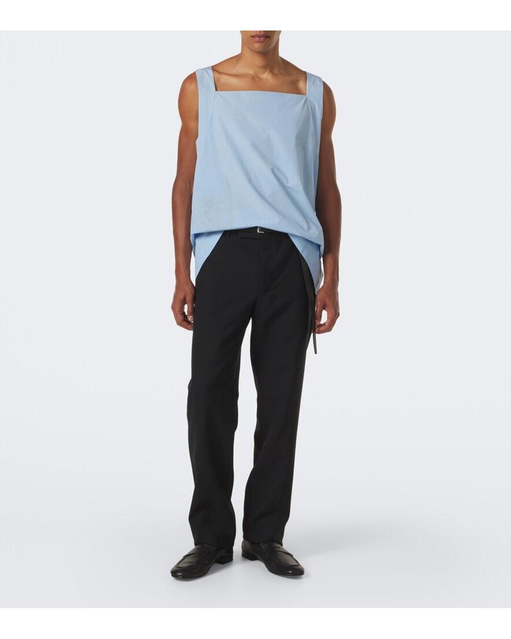 Prada Blue Printed Cotton Top for men