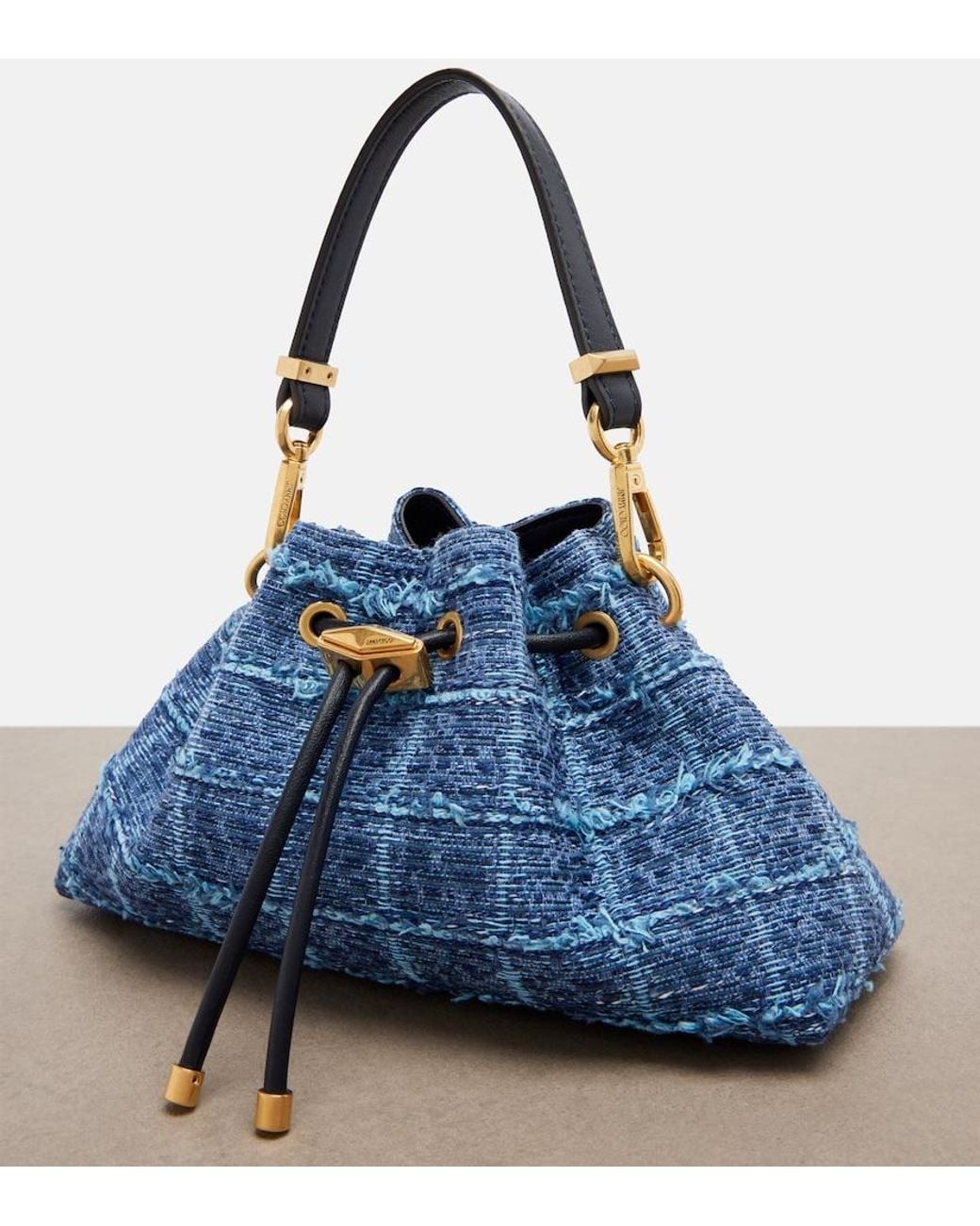 Jimmy Choo Blue Cinch Small Bucket Bag