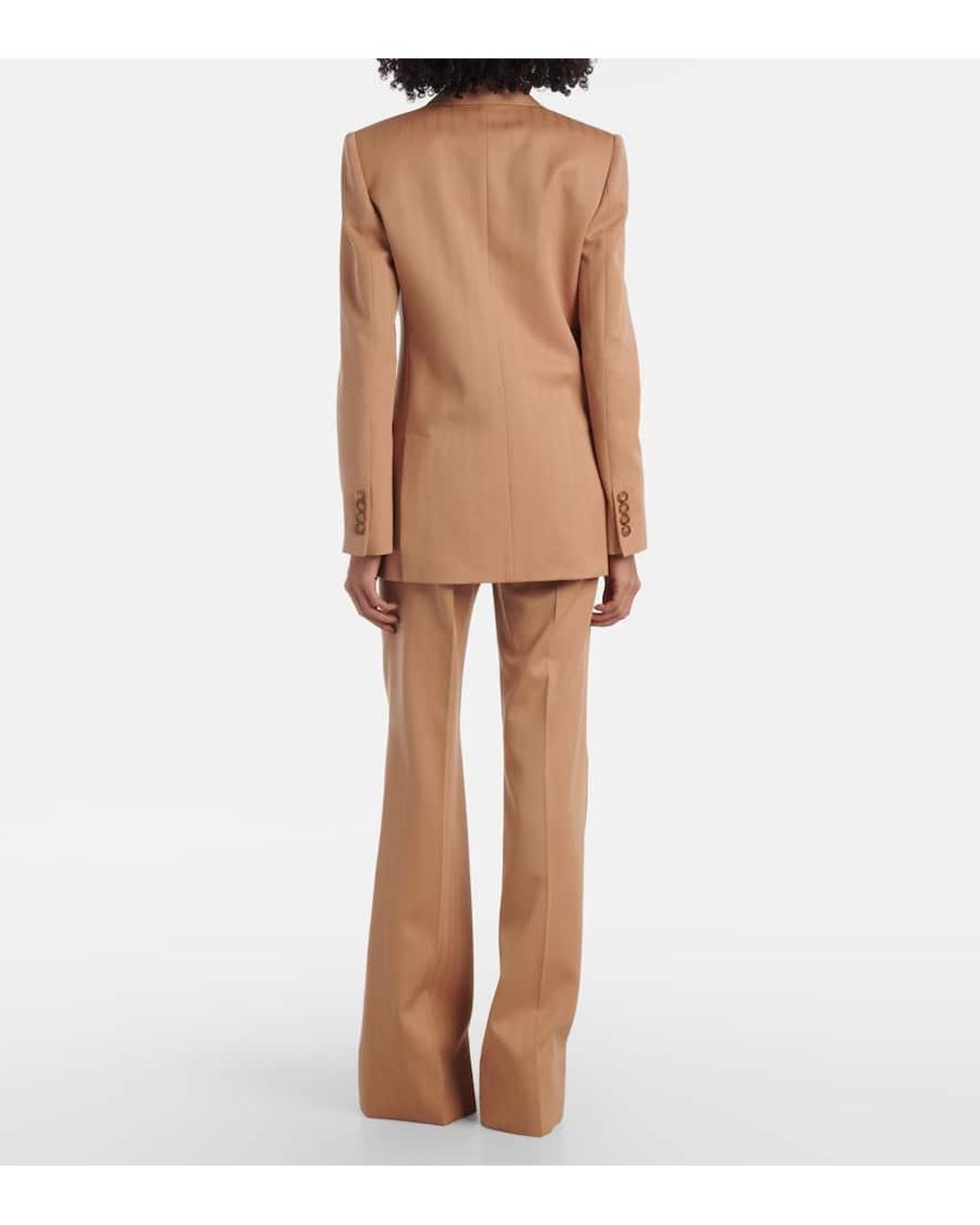 Stella McCartney Natural Striped Double-Breasted Wool Blazer