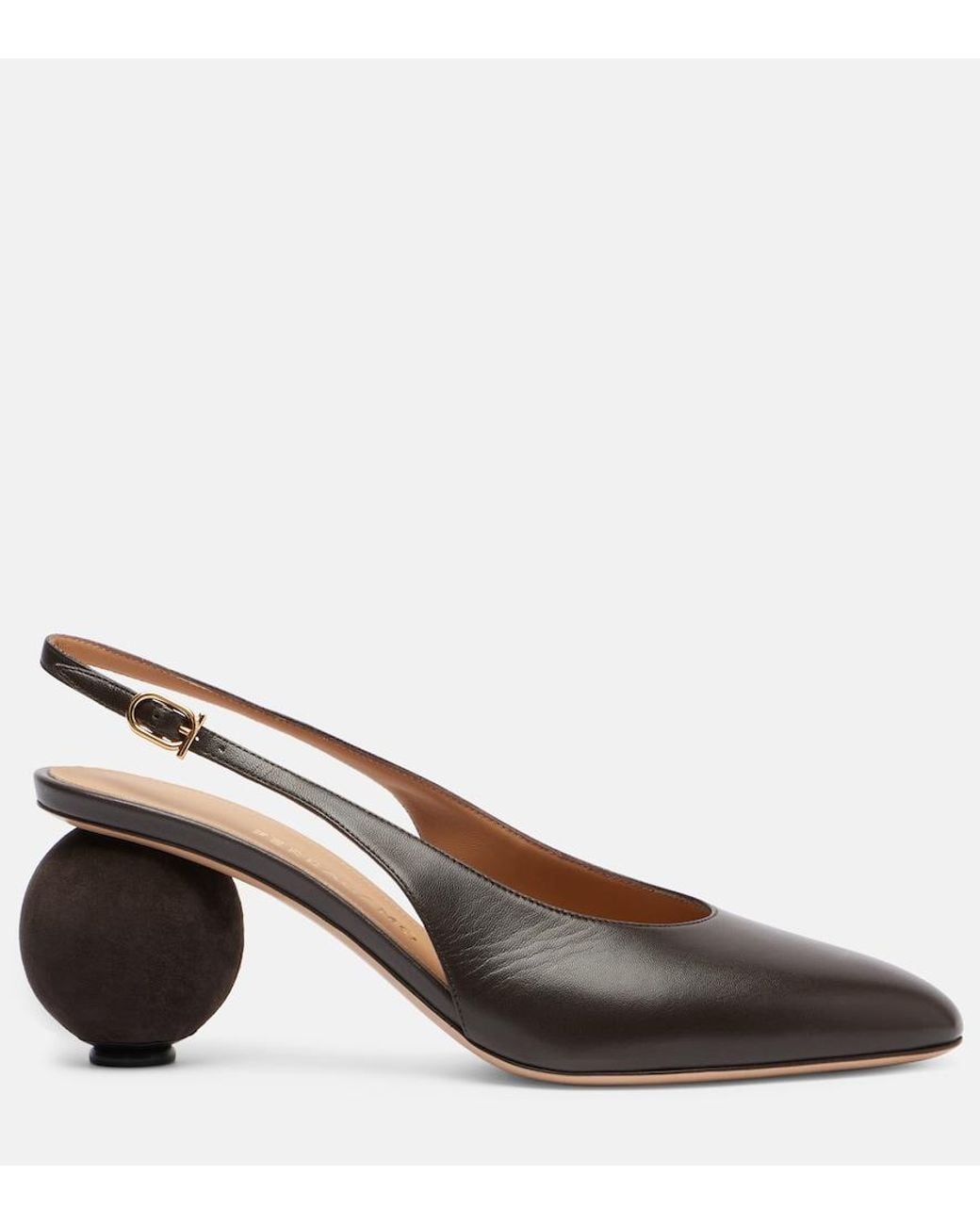 Ferragamo Brown Tessie 70 Leather Slingback Pumps