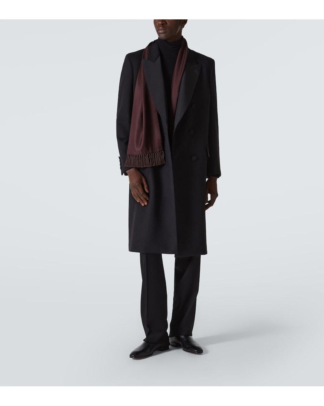 Loro Piana Black Renato Double-Breasted Cashmere Coat for men