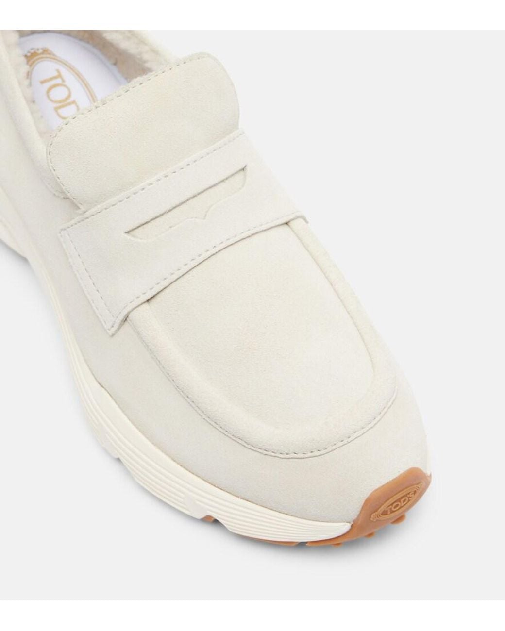 Tod's White Sport Run Suede Loafers