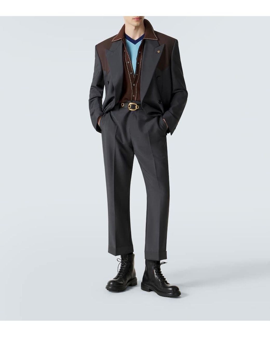 Versace Blue Medusa Wool And Mohair Blazer for men