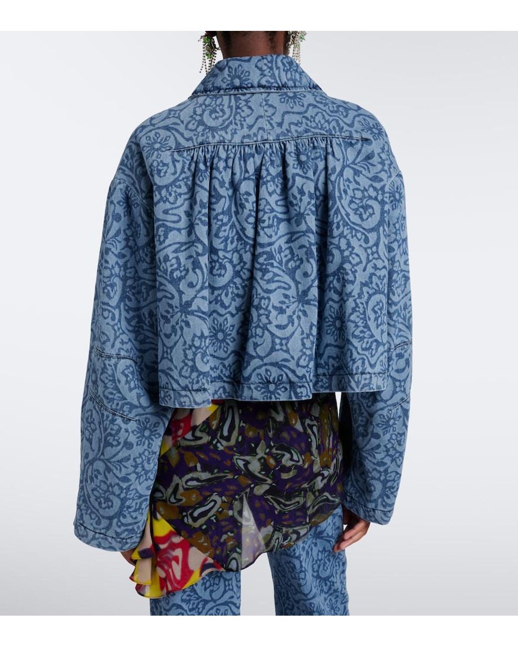 Dries Van Noten Blue Floral Denim Jacket