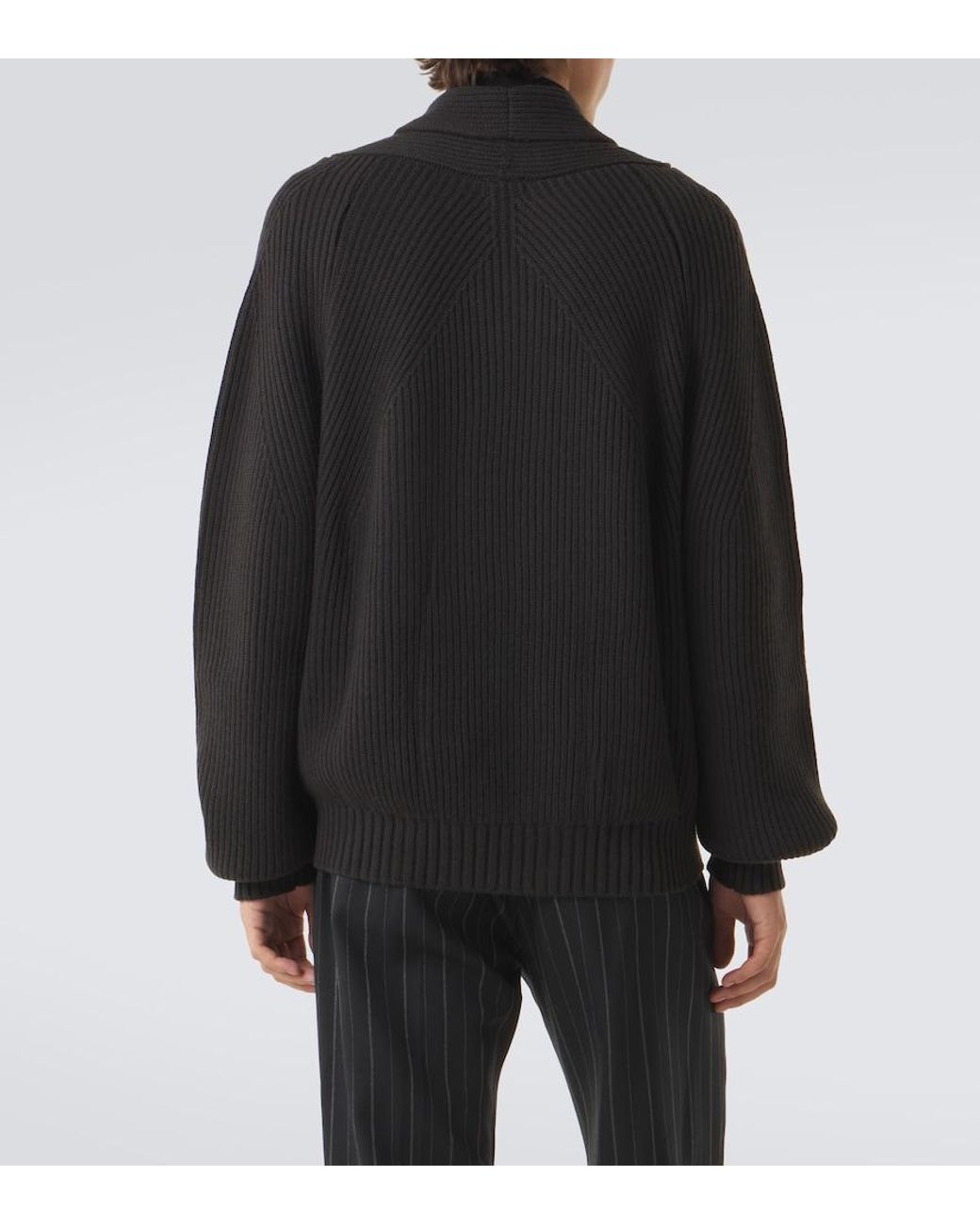 Tom Ford Black Ribbed-Knit Cashmere And Wool Cardigan for men