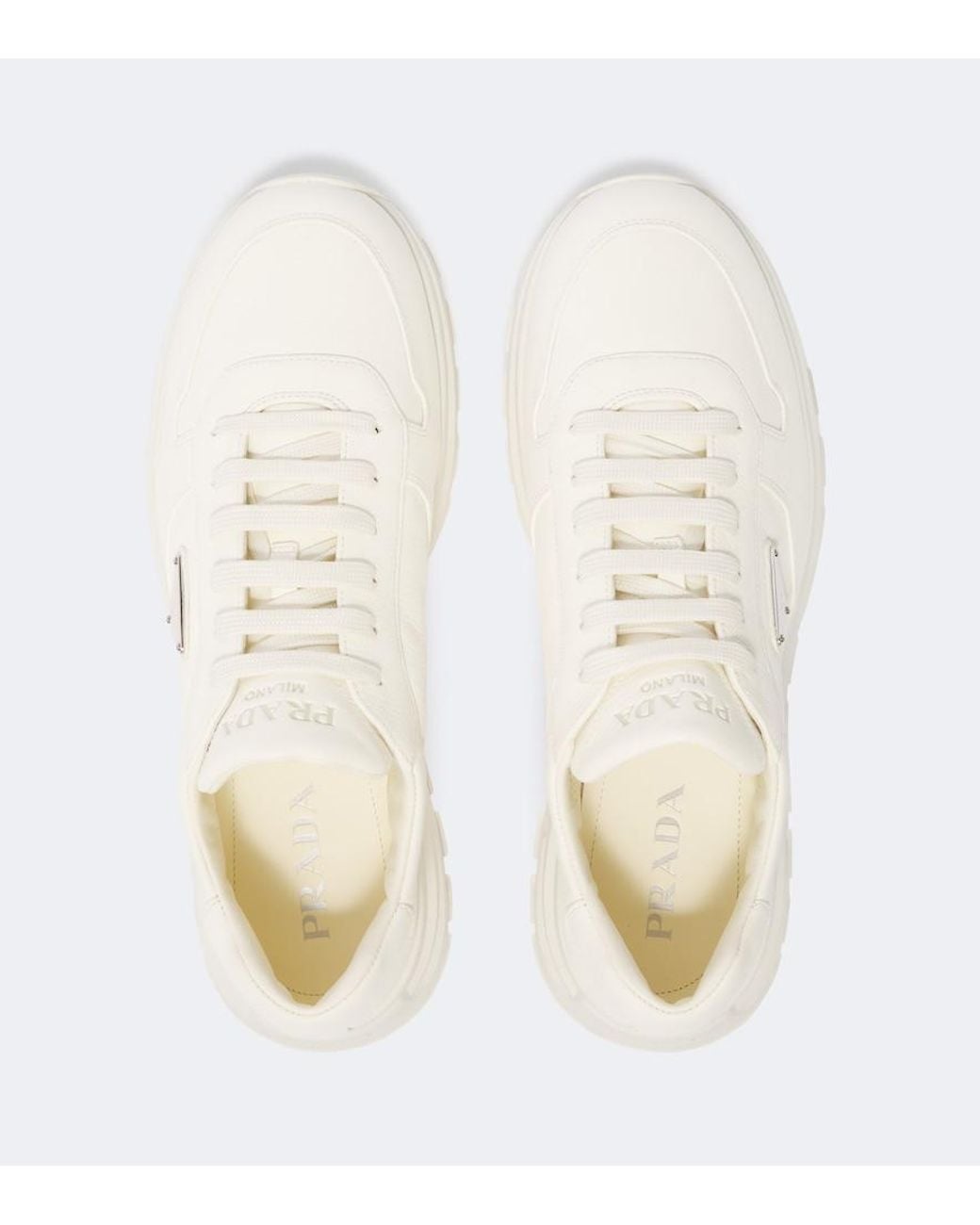 Prada White Prax 2.0 Leather Sneakers for men