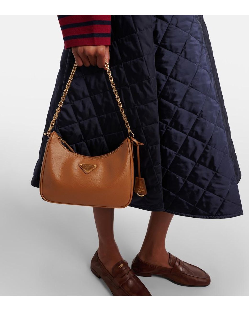 Prada Brown Re-Edition 2005 Small Leather Shoulder Bag