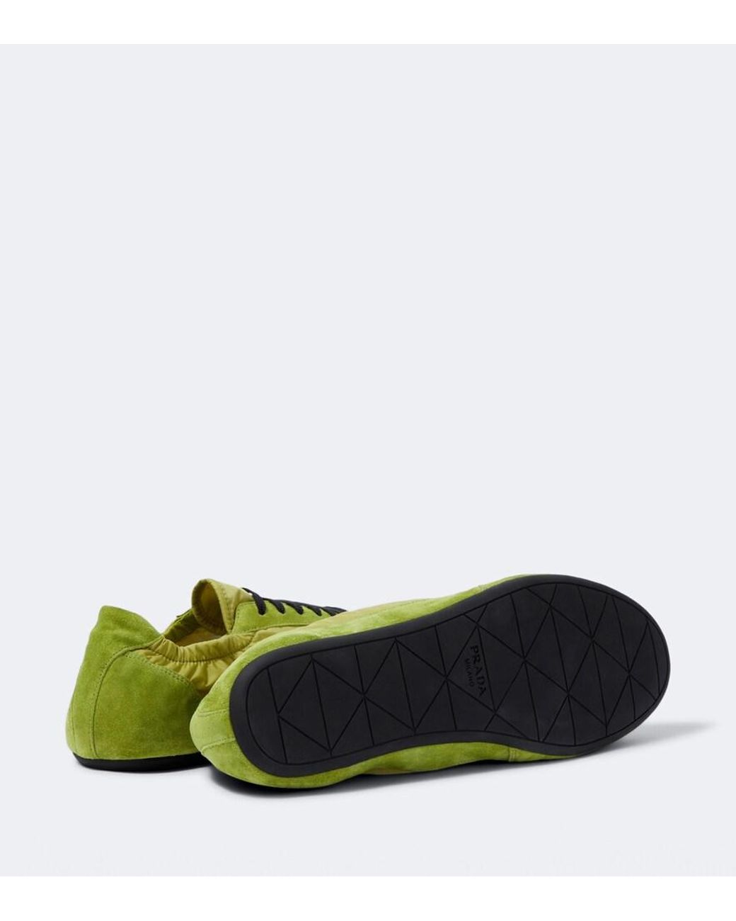 Prada Green Collapse Re-Nylon And Suede Sneakers for men
