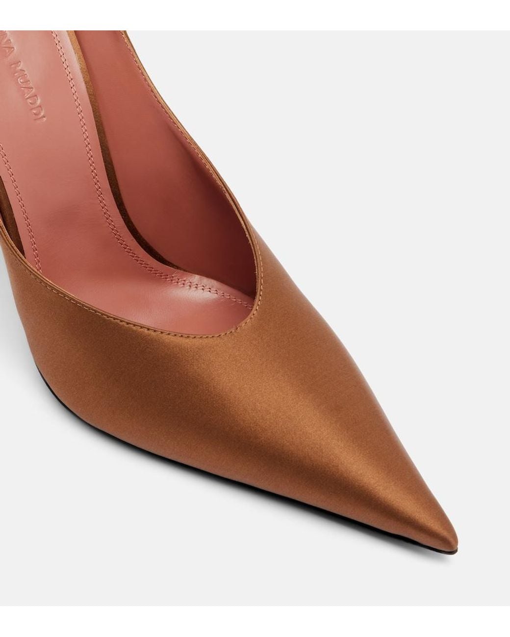 AMINA MUADDI Brown Anok Satin Mules