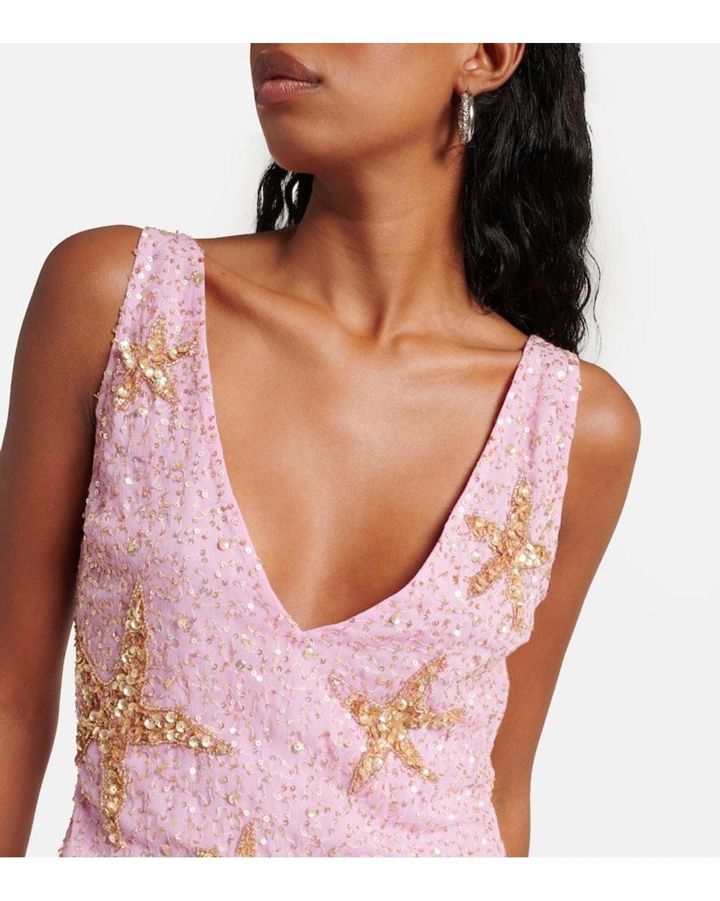 RIXO London Christabel Sequined Minidress in Pink | Lyst