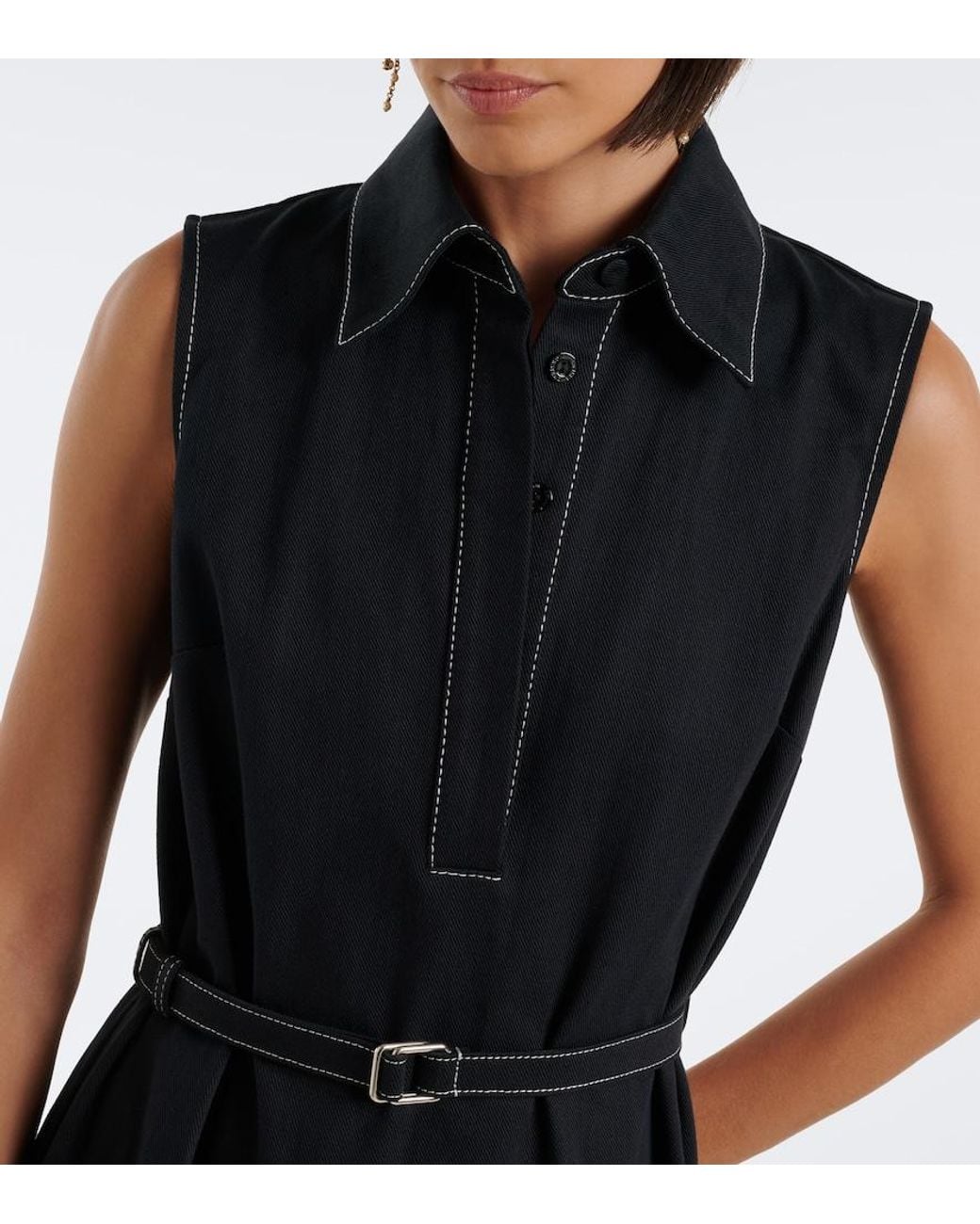 Emilia Wickstead Black Monique Cotton Poplin Midi Dress