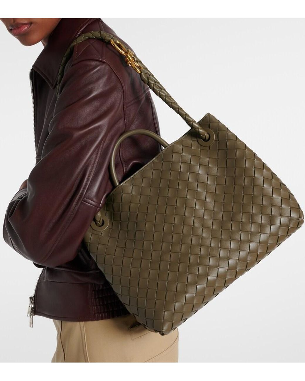 Bottega Veneta Metallic Tote Bag Andiamo Medium Aus Leder