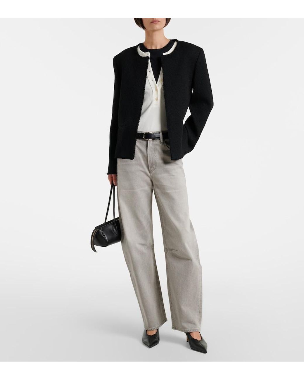 Citizens of Humanity Gray Miro Long Barrel-Leg Jeans
