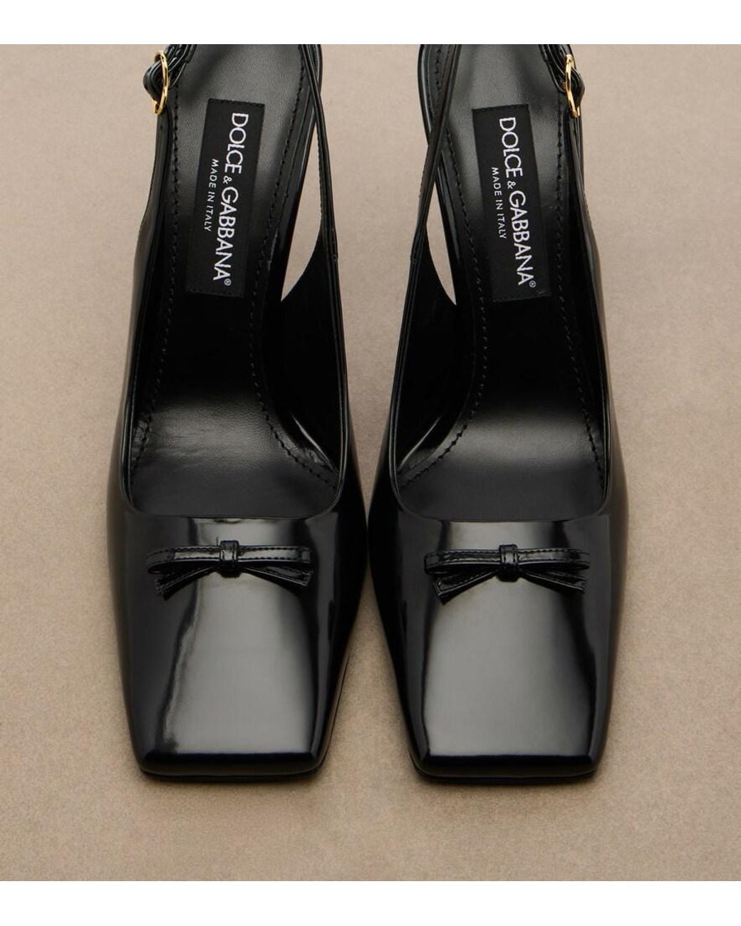 Dolce & Gabbana Black Patent Leather Slingback Pumps
