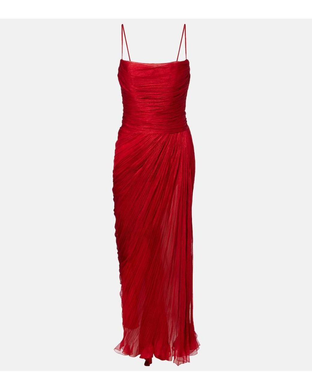 Maria Lucia Hohan Red Rio Draped Silk Muslin Gown