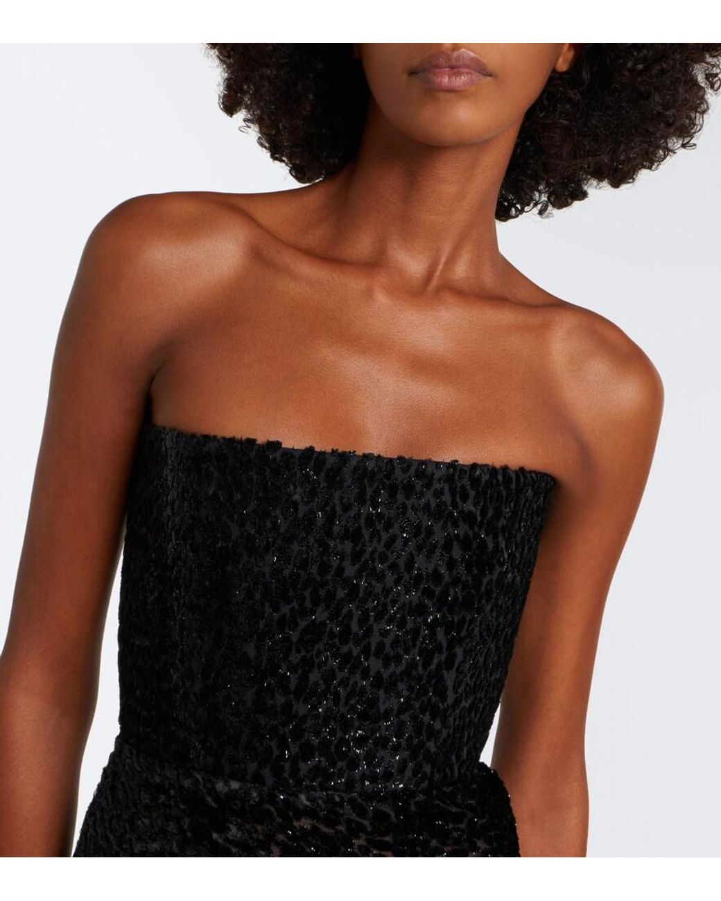 Alex Perry Black Devore Bustier Gown