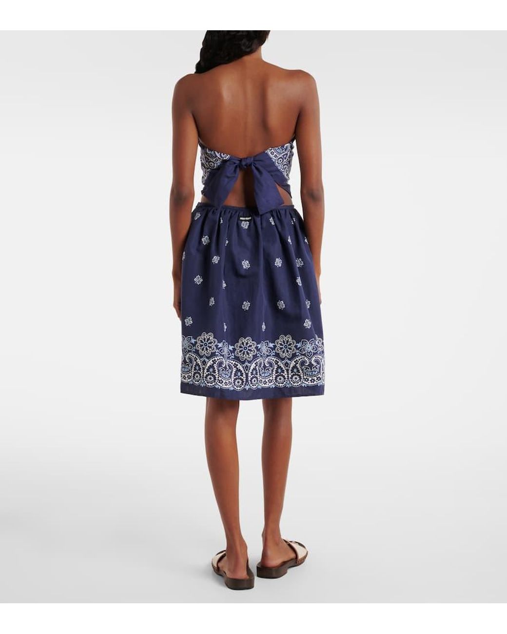 Mini-Jupe Bandana En Coton Et Lin Miu Miu en coloris Blue