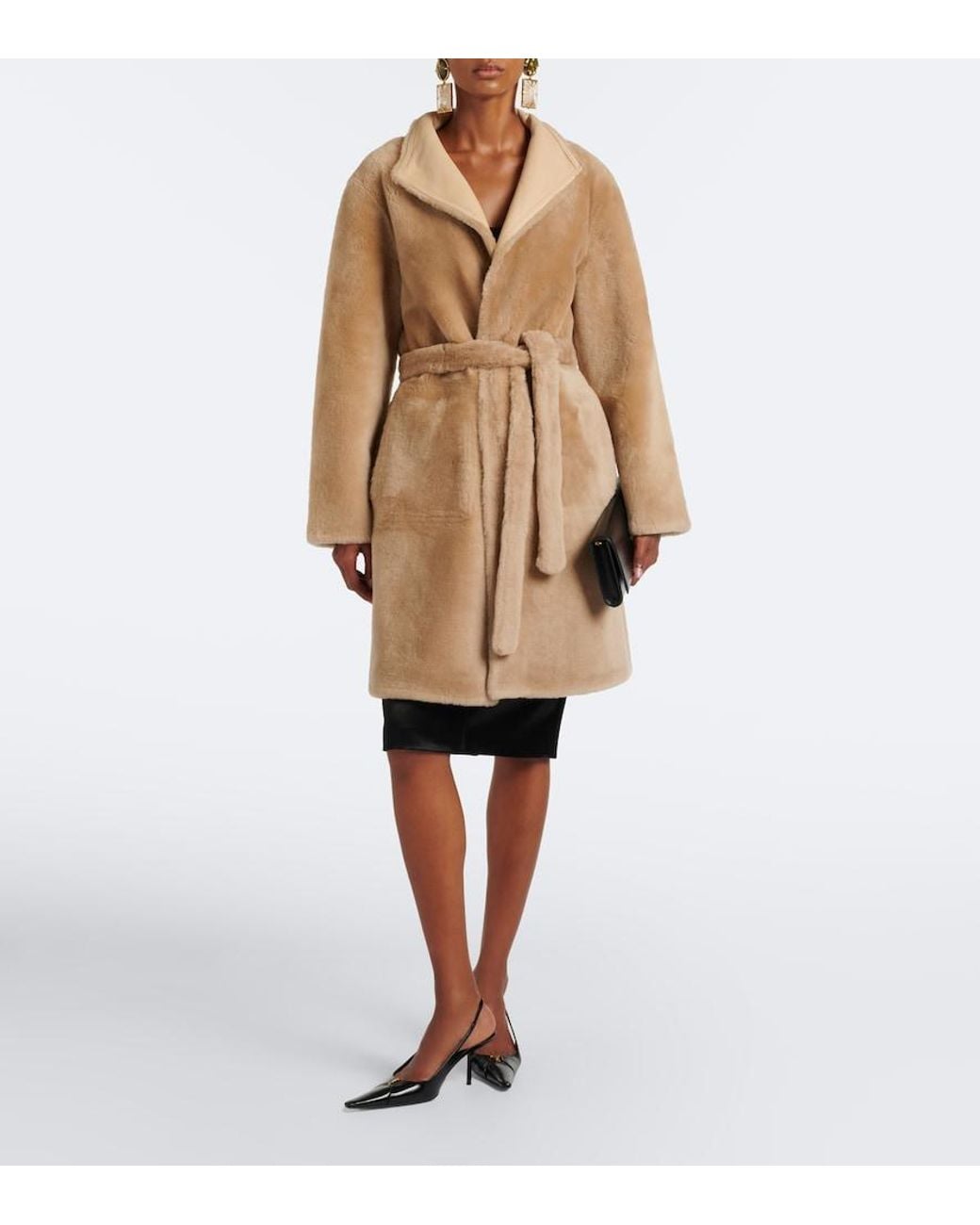 Yves Salomon Natural Reversible Shearling Coat