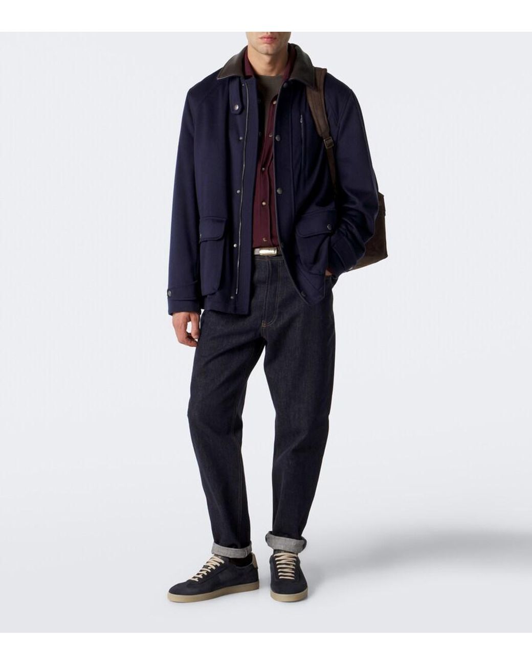 Brunello Cucinelli Blue Suede Sneakers for men