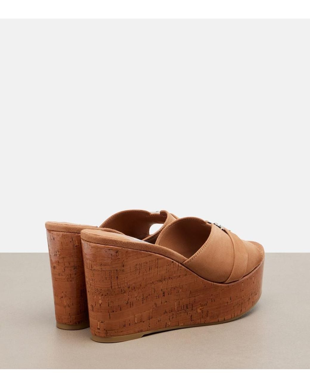Jimmy Choo Brown Leda Suede Wedge Mules