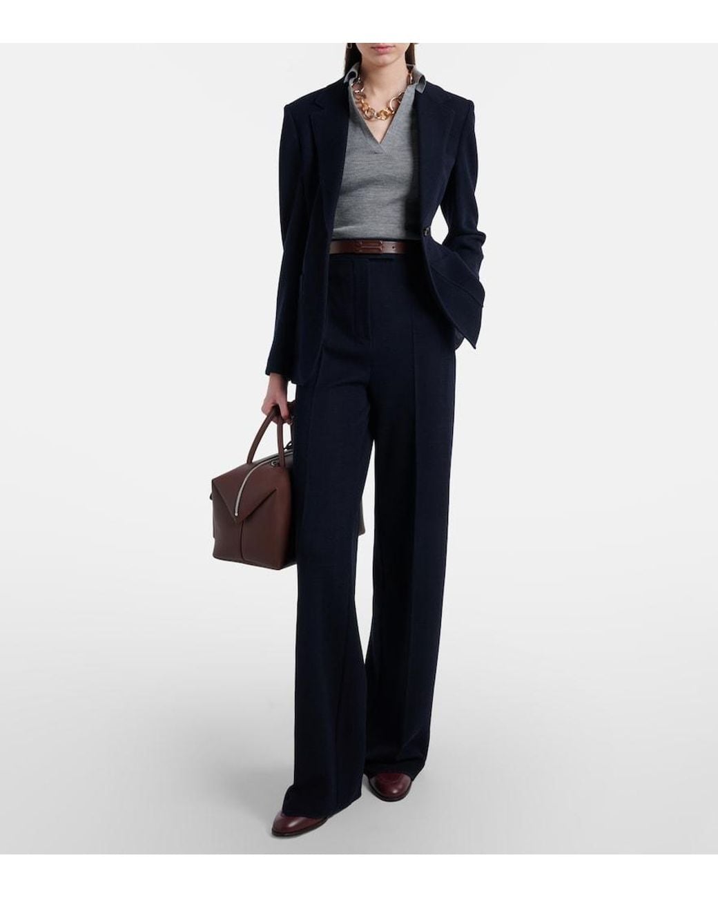 Max Mara Gray Albero Virgin Wool Polo Shirt