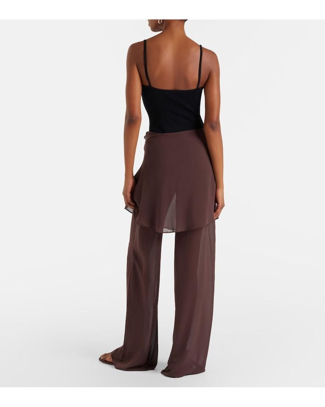 Christopher Esber Purple Sheer Silk Wide-Leg Pants