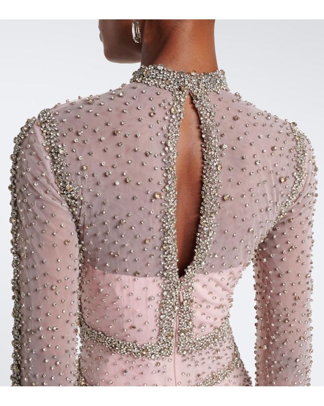 Costarellos Pink Belina Embellished Tulle Gown