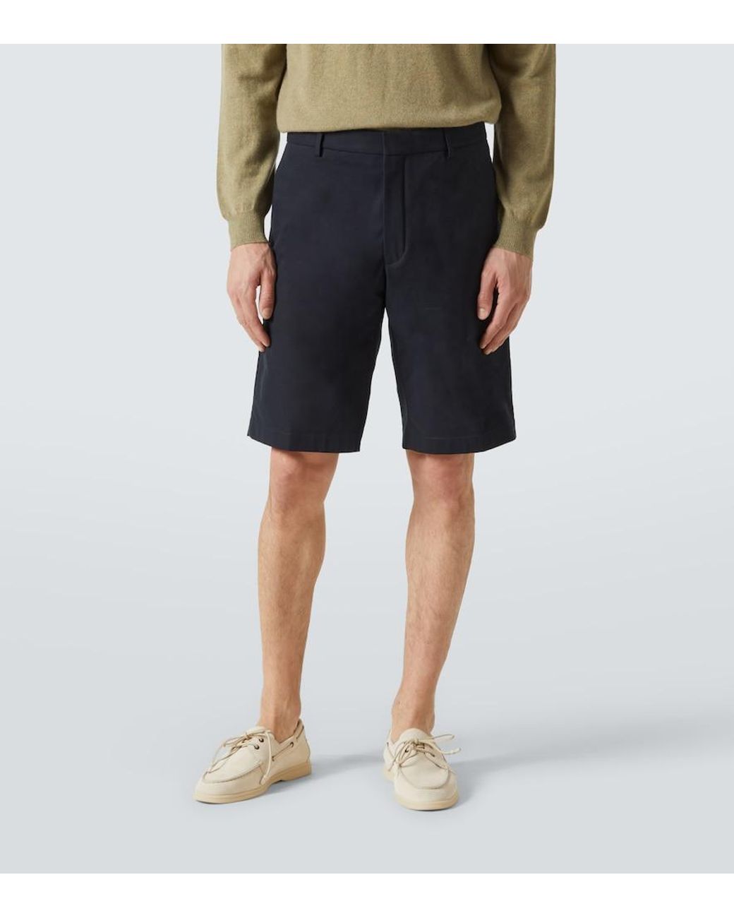Loro Piana Blue Jarno Cotton-Blend Bermuda Shorts for men