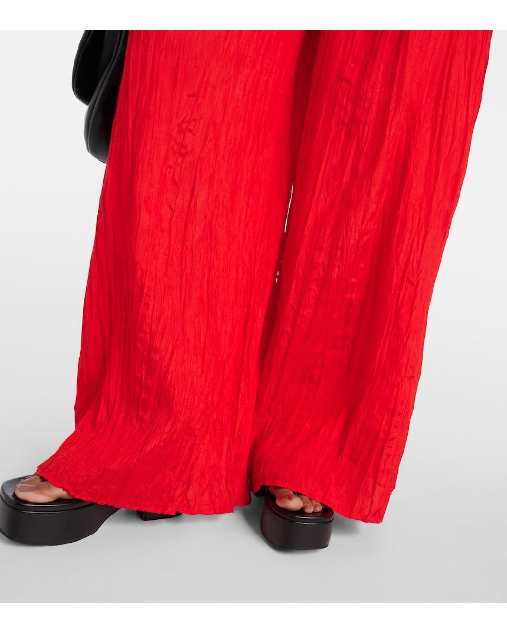 Joseph Red Thoresby Plisse Silk Palazzo Pants