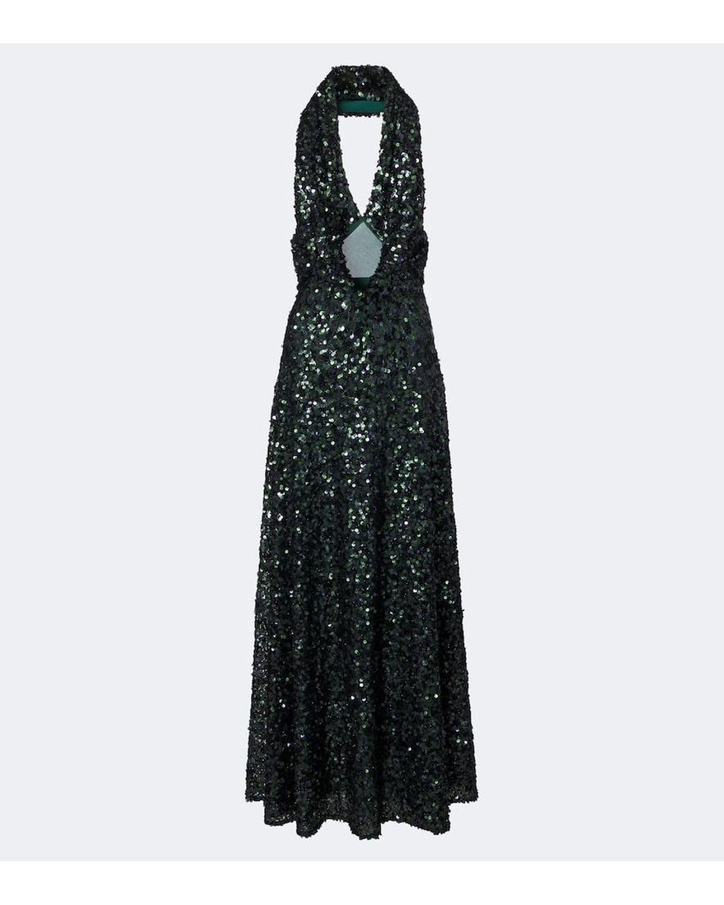 Christopher Esber Black Sequined Halterneck Gown