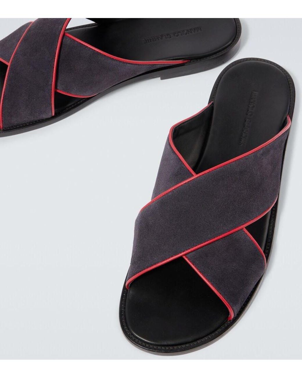 Manolo Blahnik Blue Otawi Suede Sandals for men