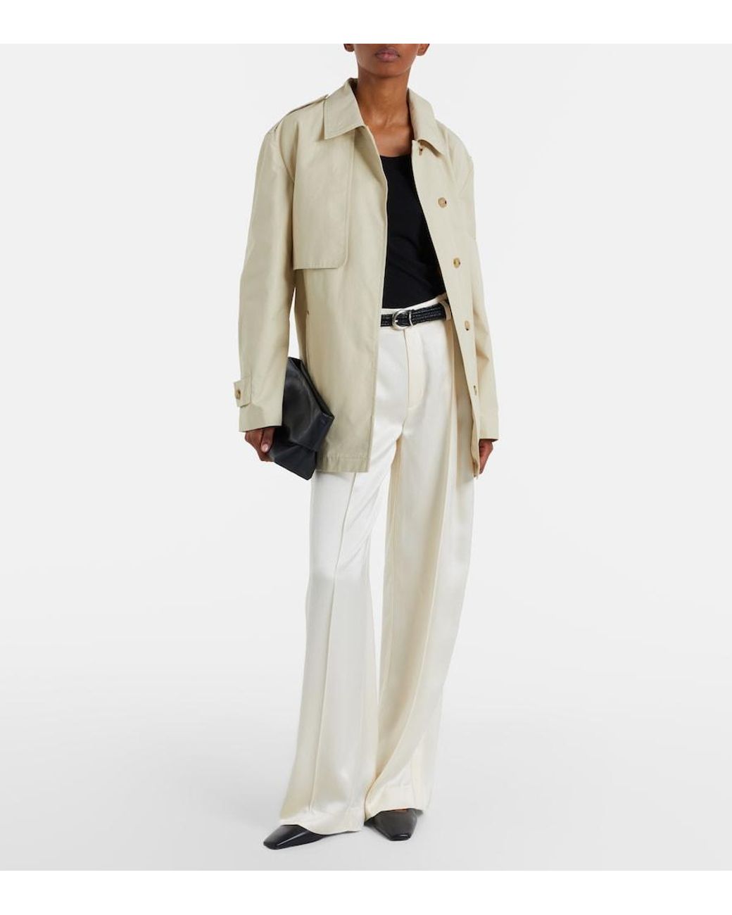 Vince Natural Cotton-Blend Cropped Trench Coat