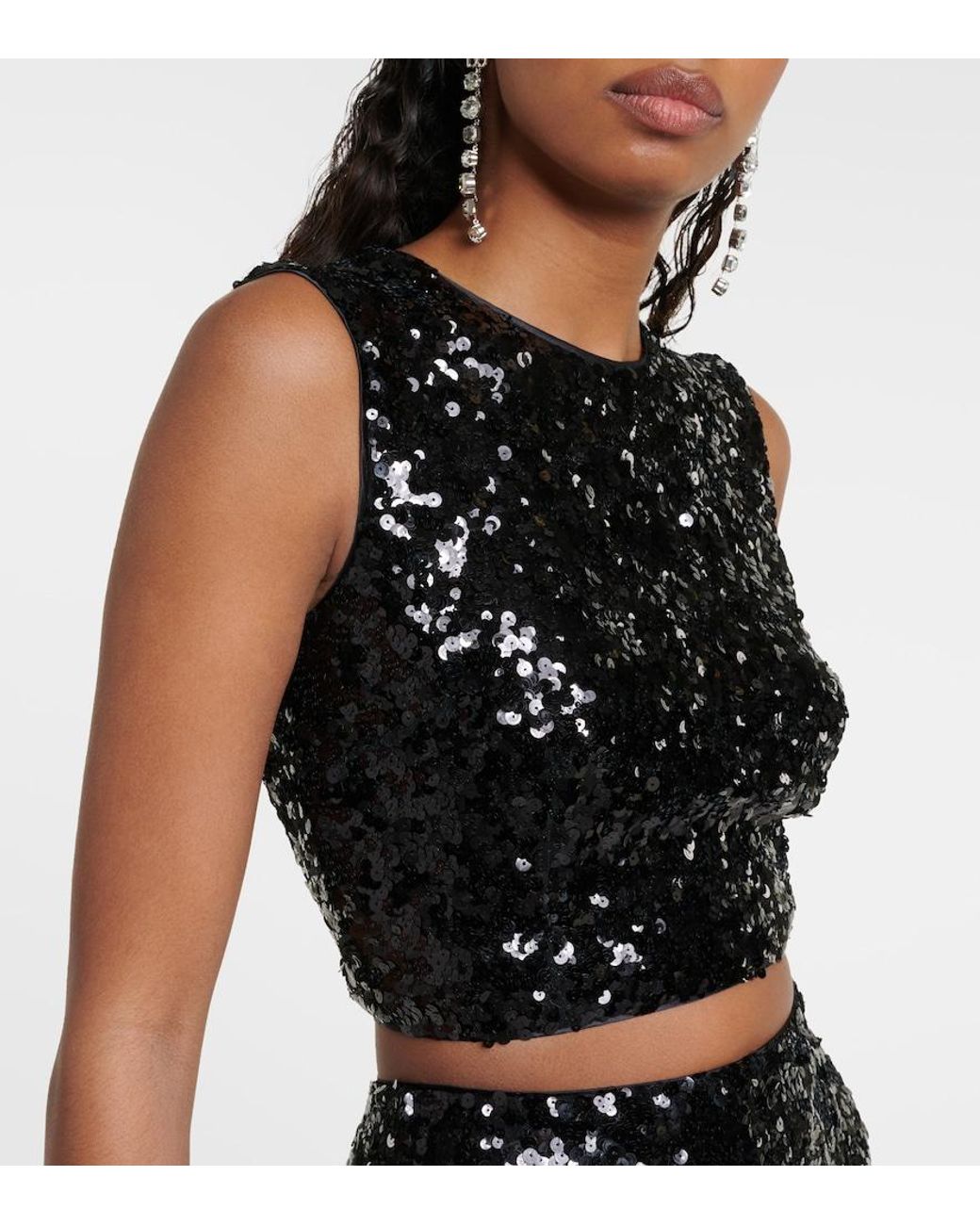 Dolce & Gabbana Black Sequined Crop Top