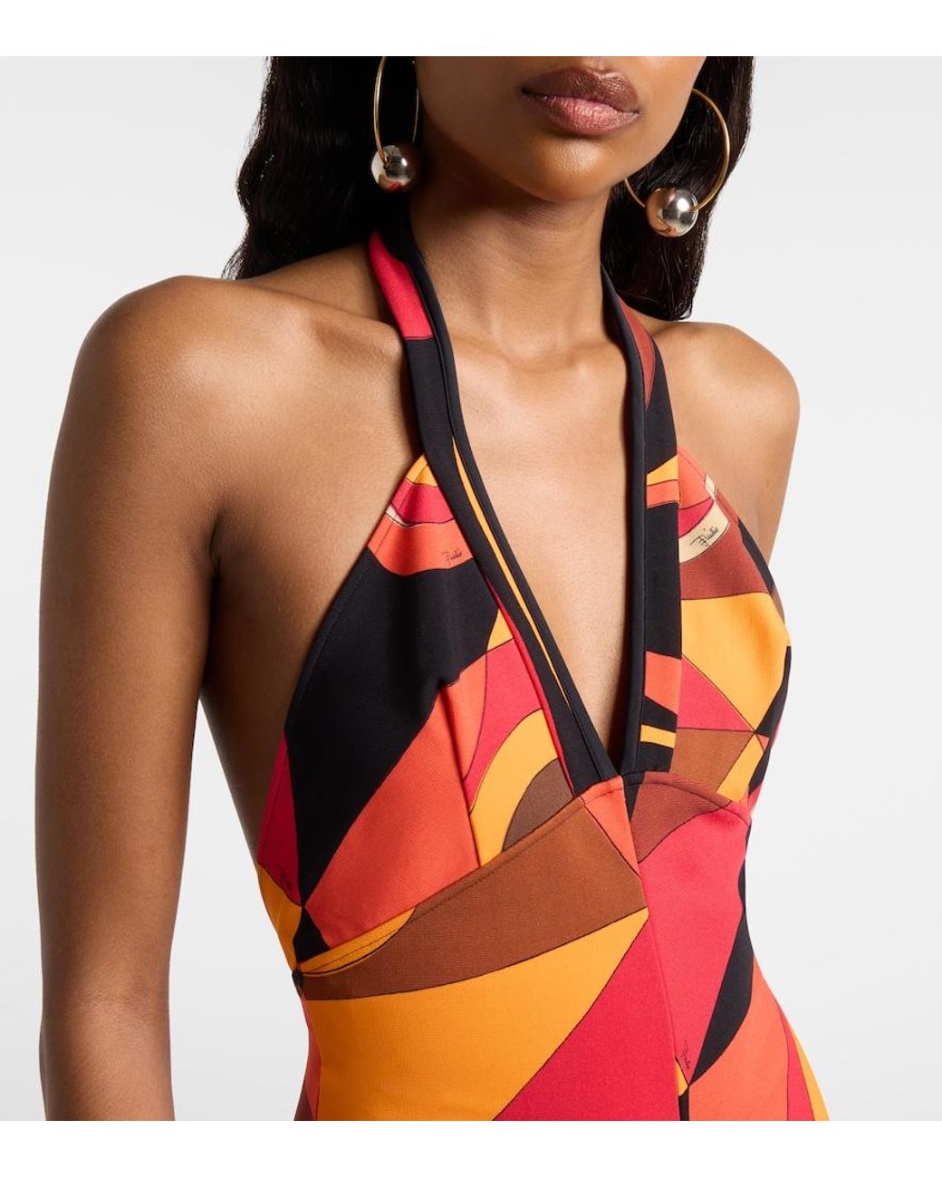 Emilio Pucci Red Occhi Halterneck Jersey Romper