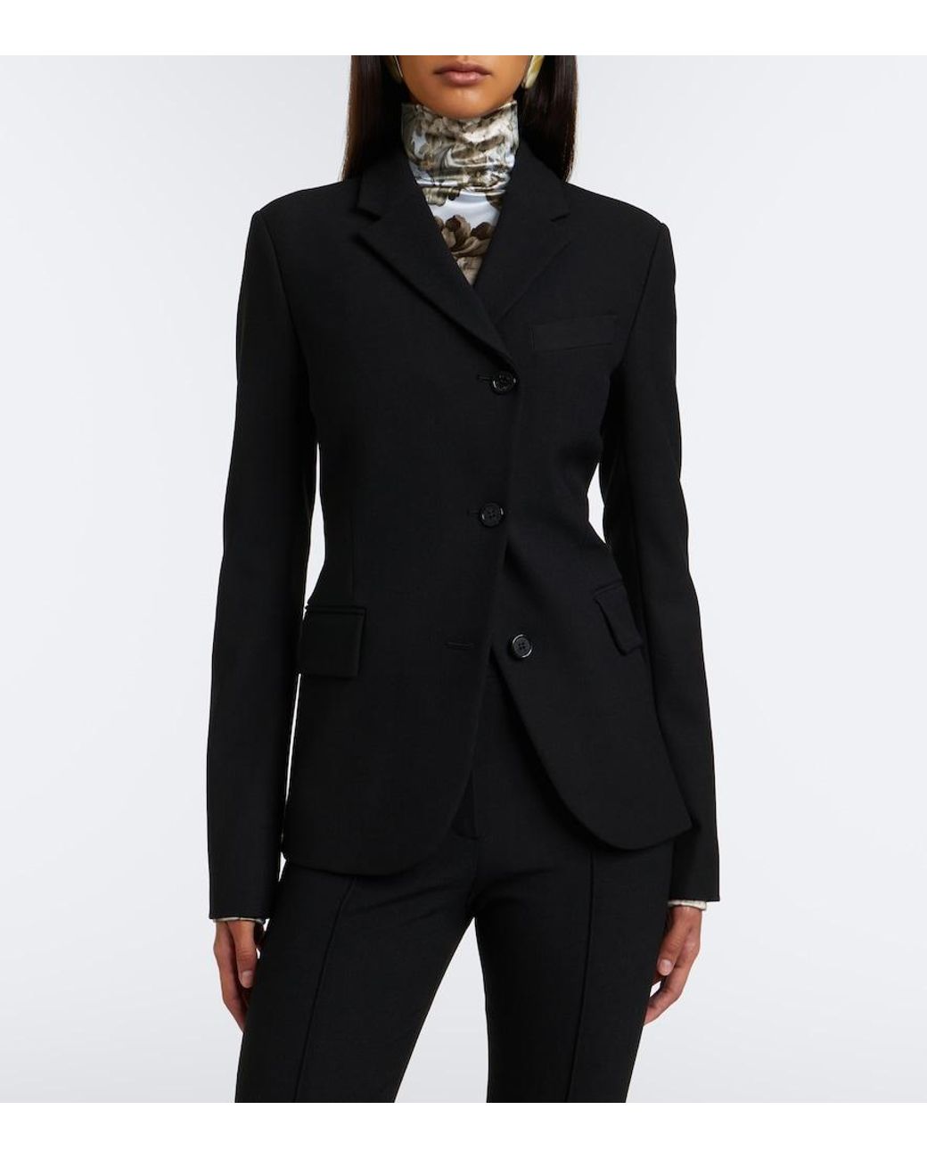 Acne Black Asymmetric Twill Blazer