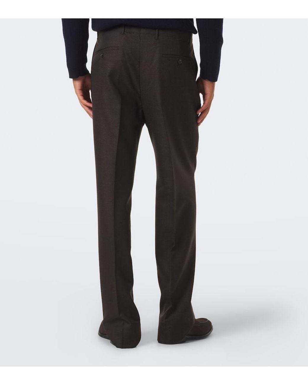 Slowear Black Virgin Wool Straight Pants for men