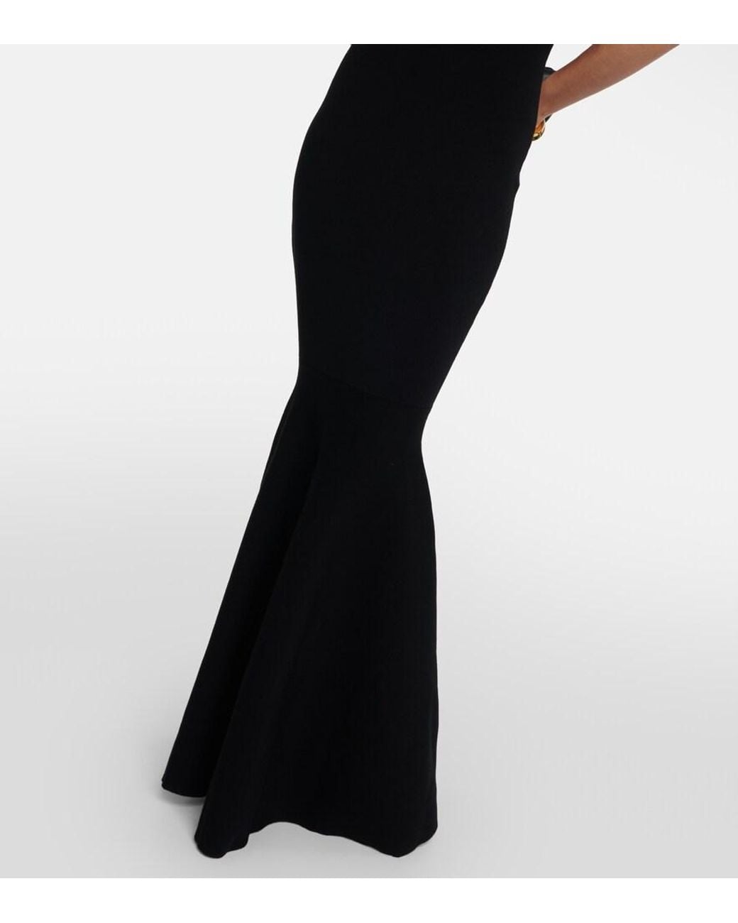 Nina Ricci Black High-Neck Wool-Blend Maxi Gown