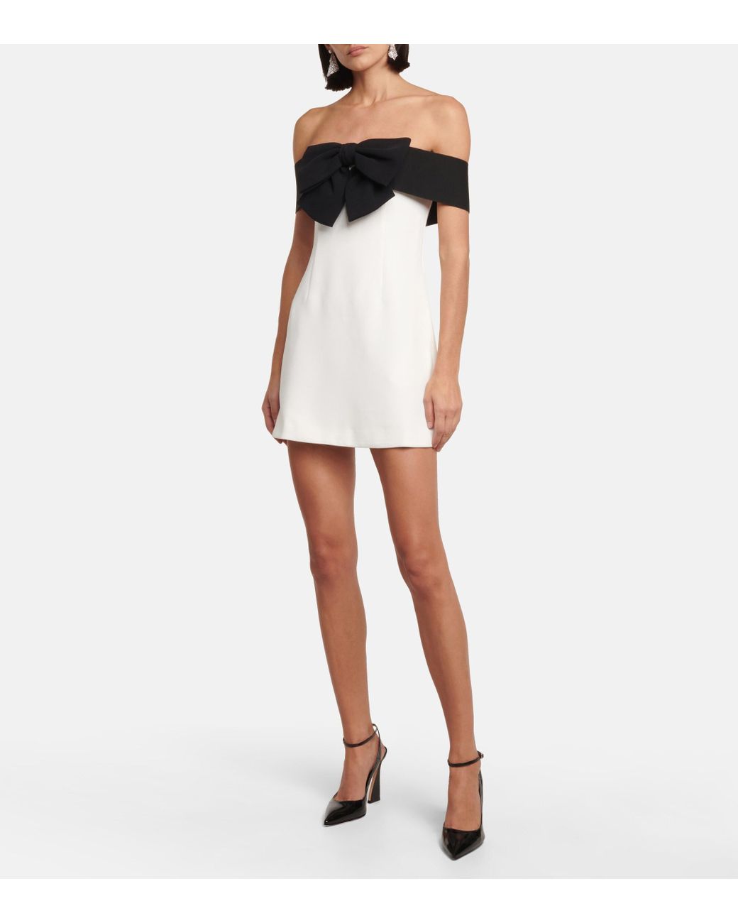 Self Portrait Off shoulder Bow tie Minidress in White Lyst